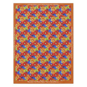 カラフル培養フローラ金ゴールド赤い青のパターン テーブルクロス (正面)