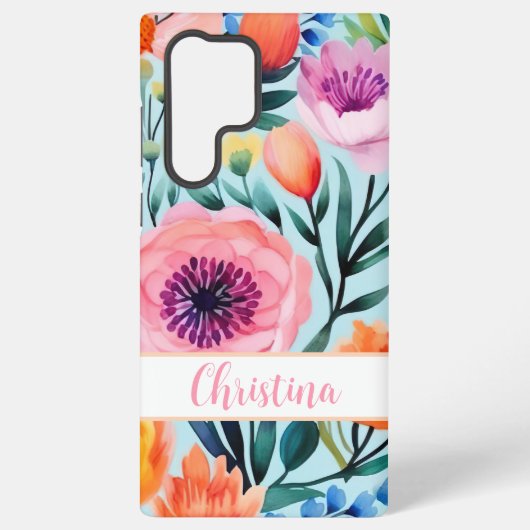 カラフル夏の花のデザイン名 SAMSUNG GALAXYケース (裏面)