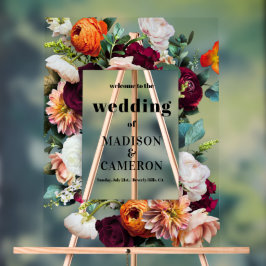 カラフル夏の花結婚の アクリルサイン