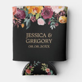 カラフル夏の花縁どの結婚デザイン 缶クーラー (正面)