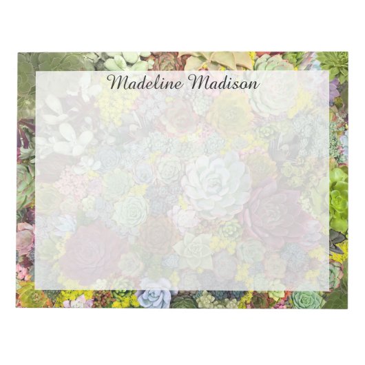 カラフル多肉植物 ノートパッド (正面)