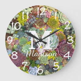 カラフル多肉植物 ラージ壁時計