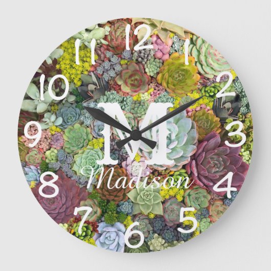 カラフル多肉植物 ラージ壁時計 (正面)
