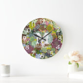 カラフル多肉植物 ラージ壁時計 (ホーム)