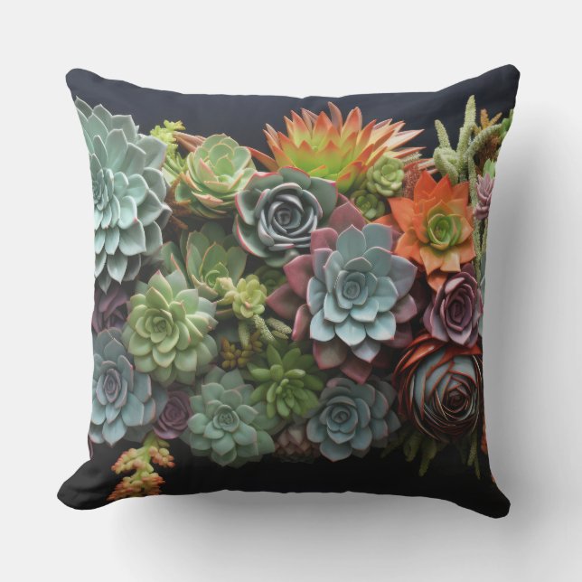カラフル多肉配列 アウトドアクッション (正面)