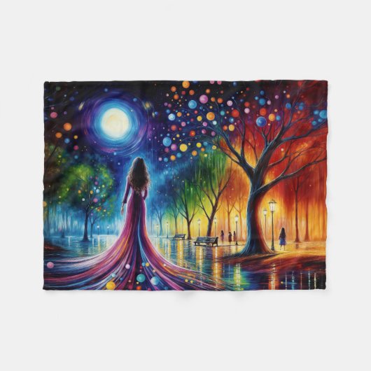 カラフル夢抽象芸術ファンタジー勾配 フリースブランケット (正面(横))