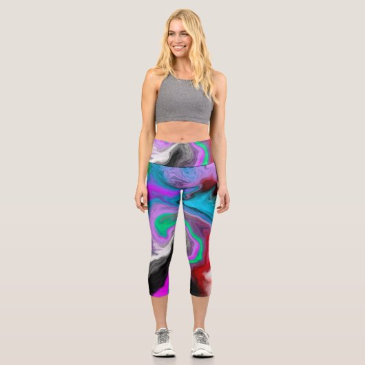 カラフル大理石アートの爆発 カプリレギンス (正面)