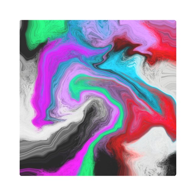 カラフル大理石アートの爆発 メタルプリント (正面)