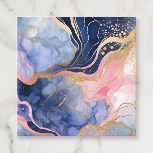 カラフル大理石インクアートギフトラベル フェイバータグ (正面)