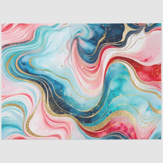 カラフル大理石インクアートティッシュペーパー 薄葉紙 (正面)