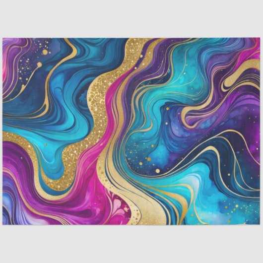 カラフル大理石インクアートティッシュペーパー 薄葉紙 (正面)