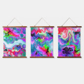 カラフル大理石デジタル流体アート 吊り下げ型タペストリー (トリプル)