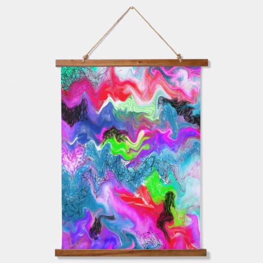 カラフル大理石デジタル流体アート 吊り下げ型タペストリー (正面2)