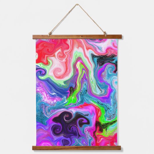 カラフル大理石デジタル流体アート 吊り下げ型タペストリー (正面3)