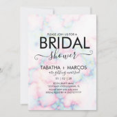 カラフル大理石パターンスクリプトブライダルシャワー 招待状 (正面)