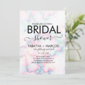 カラフル大理石パターンスクリプトブライダルシャワー 招待状 (スタンド正面)