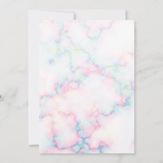 カラフル大理石パターンスクリプト性別の表示 招待状 (裏面)