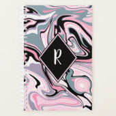 カラフル大理石ピンクパープルブルー プランナー手帳 (正面)