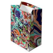 カラフル大理石絵を描誕生日 ミディアムペーパーバッグ (正面アングル)
