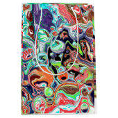 カラフル大理石絵を描誕生日 ミディアムペーパーバッグ (正面)