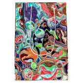 カラフル大理石絵を描誕生日 ミディアムペーパーバッグ (裏面)