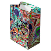 カラフル大理石絵を描誕生日 ミディアムペーパーバッグ (裏面アングル)