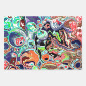 カラフル大理石絵を描誕生日 ラッピングペーパーシート (正面2)