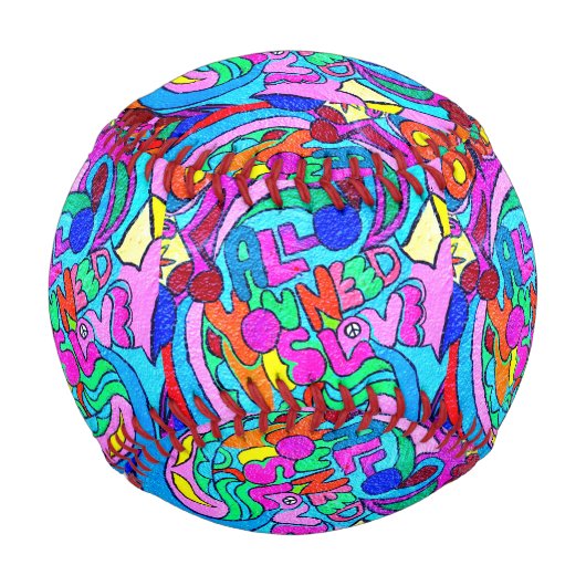 カラフル大衆の平和と愛 野球ボール (裏面)