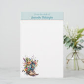 カラフル女性のカーボーイブーツとワイルドフラワー 便箋 (スタンド正面)