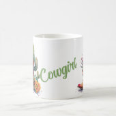 カラフル女性のカーボーイブーツ花とサボテン コーヒーマグカップ (中央)