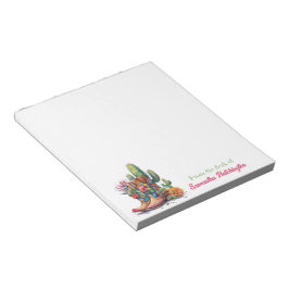 カラフル女性のカーボーイブーツ花とサボテン ノートパッド