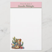 カラフル女性のカーボーイブーツ(花とサボテン) 便箋 (正面)