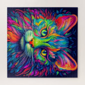 カラフル威厳のある芸術的猫アート ジグソーパズル (横)