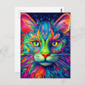 カラフル威厳のある芸術的猫 ポストカード (正面/裏面)