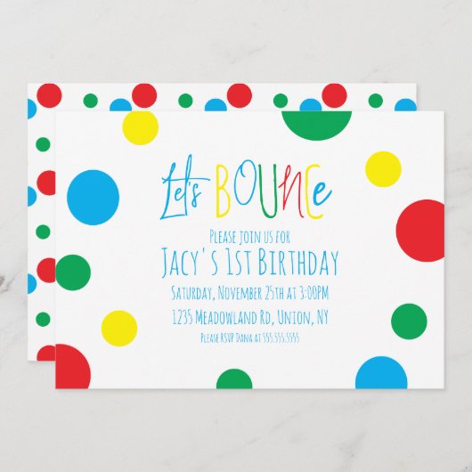 カラフル子供の誕生日ジャンプバウンスボールパーティー (正面/裏面)