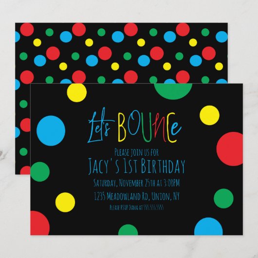 カラフル子供の誕生日ジャンプバウンスボールブラック (正面/裏面)