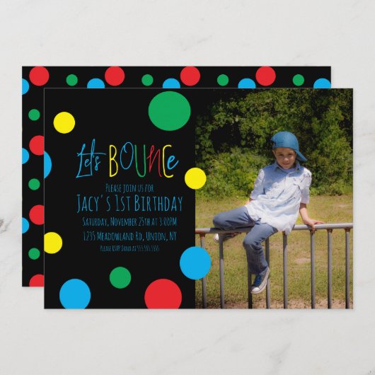 カラフル子供の誕生日ジャンプ跳ね返しボール写真 (正面/裏面)