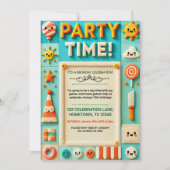 カラフル子供の誕生日パーティの招待状 招待状 (正面)