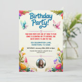 カラフル子供の誕生日パーティの招待状 招待状 (スタンド正面)