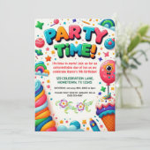 カラフル子供の誕生日パーティの招待状 招待状 (スタンド正面)