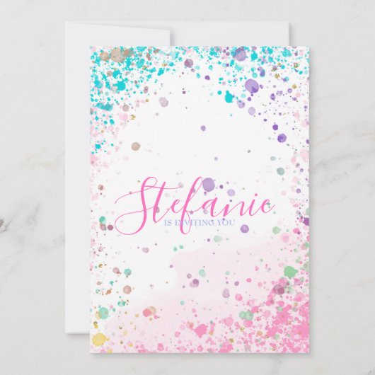 カラフル子供の誕生日パーティの招待状 案内状 (裏面)