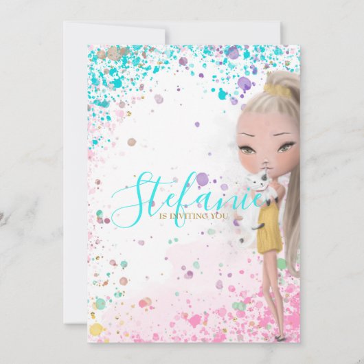 カラフル子供の誕生日パーティの招待状 案内状 (裏面)