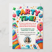 カラフル子供の誕生日パーティーフォト招待状 招待状 (正面)