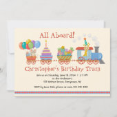 カラフル子供の誕生日列車招待状 招待状 (正面)
