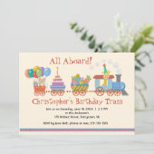 カラフル子供の誕生日列車招待状 招待状 (スタンド正面)