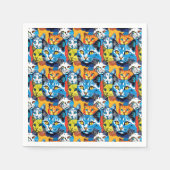 カラフル子猫アポップ・アートのート猫パターン スタンダードカクテルナプキン (正面)