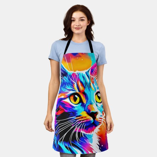 カラフル子猫 エプロン (着用した状態)