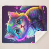 「カラフル子猫」 シェルパブランケット (正面(横))