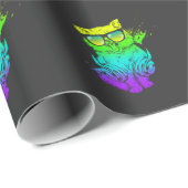 カラフル子猫DJテクノキャットミュージックedmパーティー ラッピングペーパー (ロールコーナー)