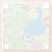 カラフル孔雀と花 ガラスコースター (裏面)